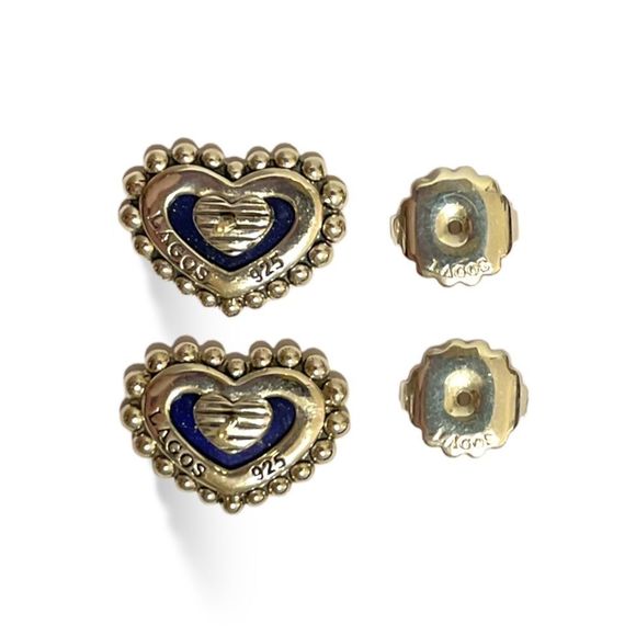 LAGOS Lapis Lazuli Maya Heart Stud Earrings - Picture 5 of 7